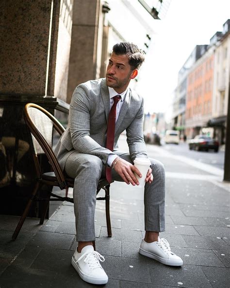 white sneakers with suit